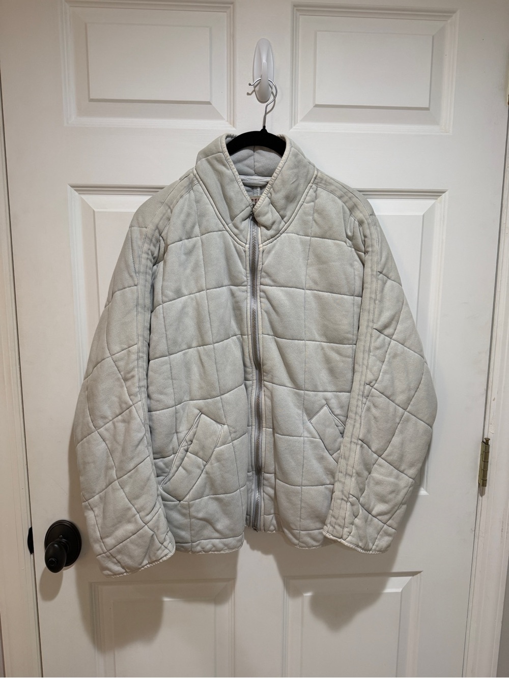 Free People Quilted Light Gray Puffer Jacket